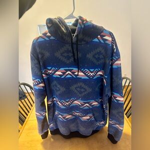 Men's Blue Patterned Hoodie Sweater (Size XL)